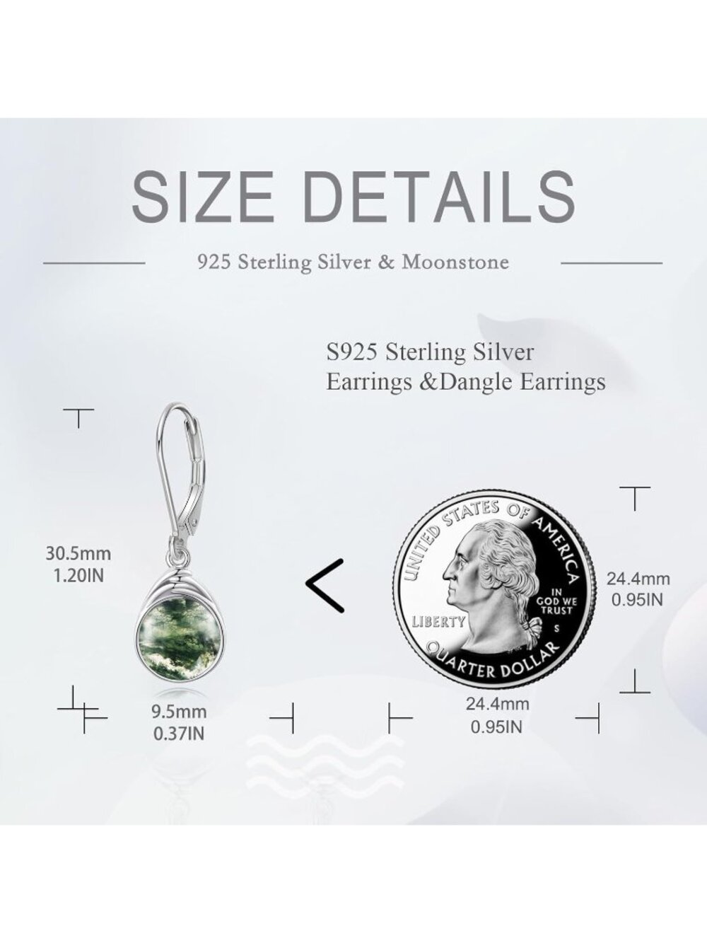 Women's Moss Agate Sterling Silver Larimar Rose Quartz Labradorite Earrings - Picture 5 of 6